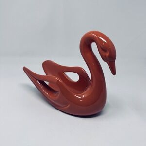 Vintage MidCentury Rust Orange Ceramic Swan Towel Holder Hollywood Regency Style